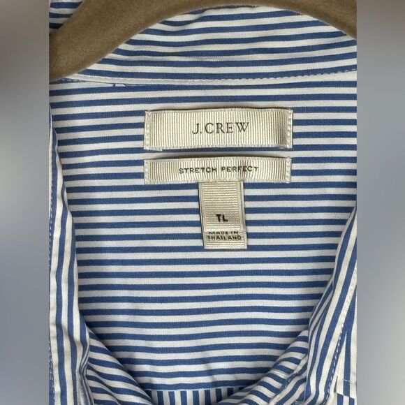 J. Crew EUC blue/white striped stretch perfect button down shirt size large T - Picture 3 of 4